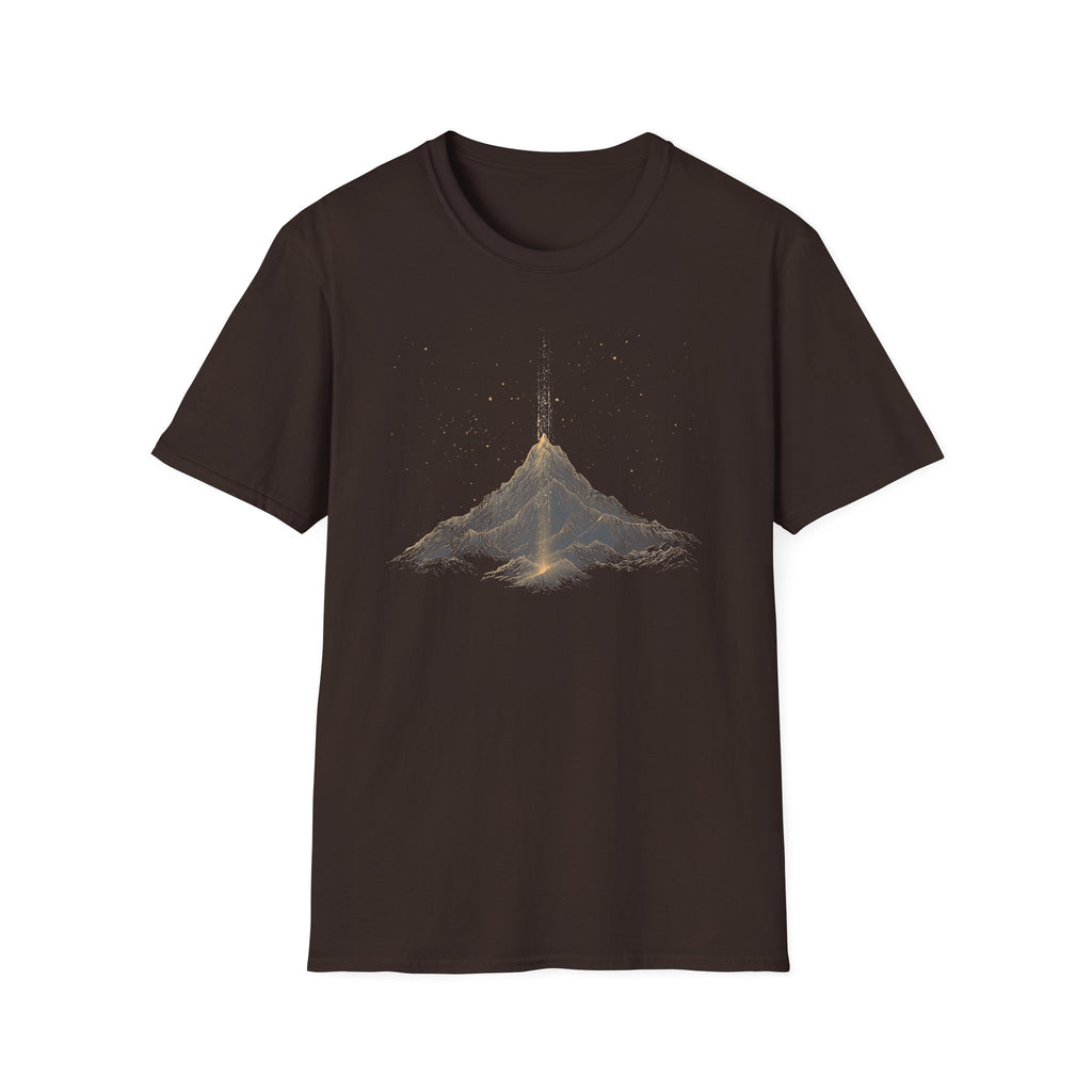 Golden Mountain Peak T‑Shirt — Minimal Night Sky Adventure Tee