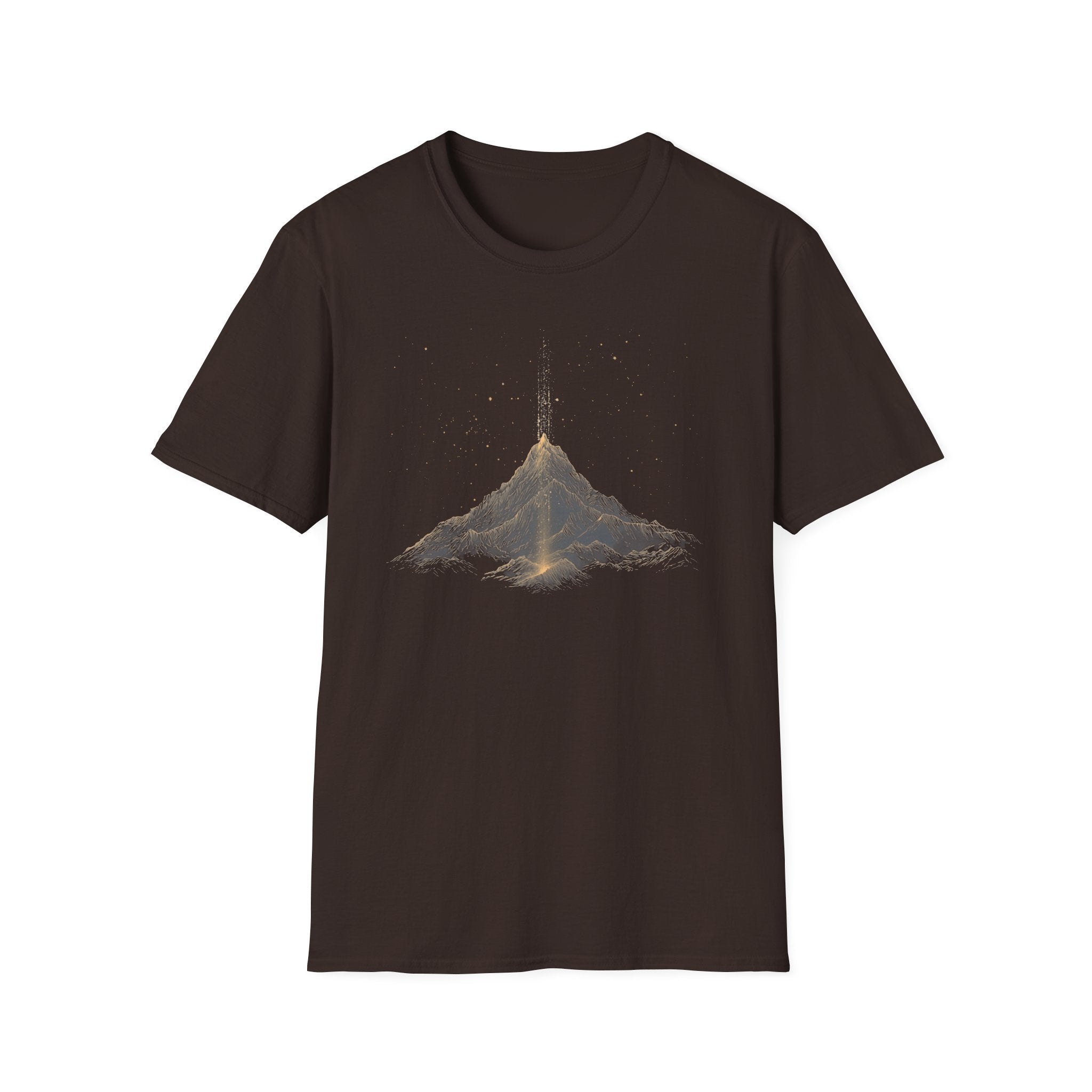Golden Mountain Peak T‑Shirt — Minimal Night Sky Adventure Tee