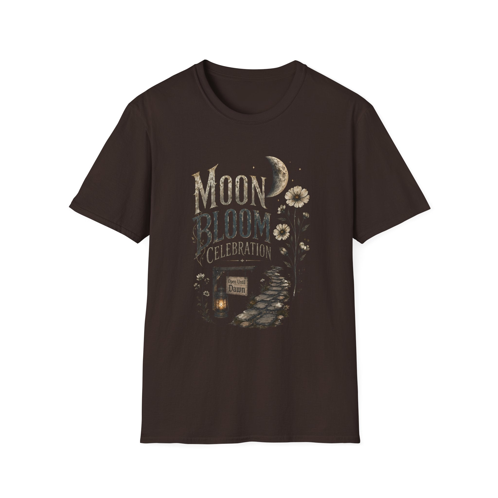 Moon Bloom Celebration T-Shirt - Celestial Floral Tee