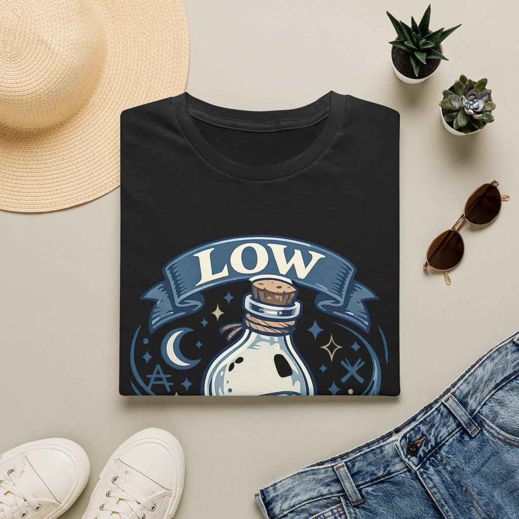 Low Mana T-Shirt — Cute Fantasy Potion Tee for Gamers & RPG Fans