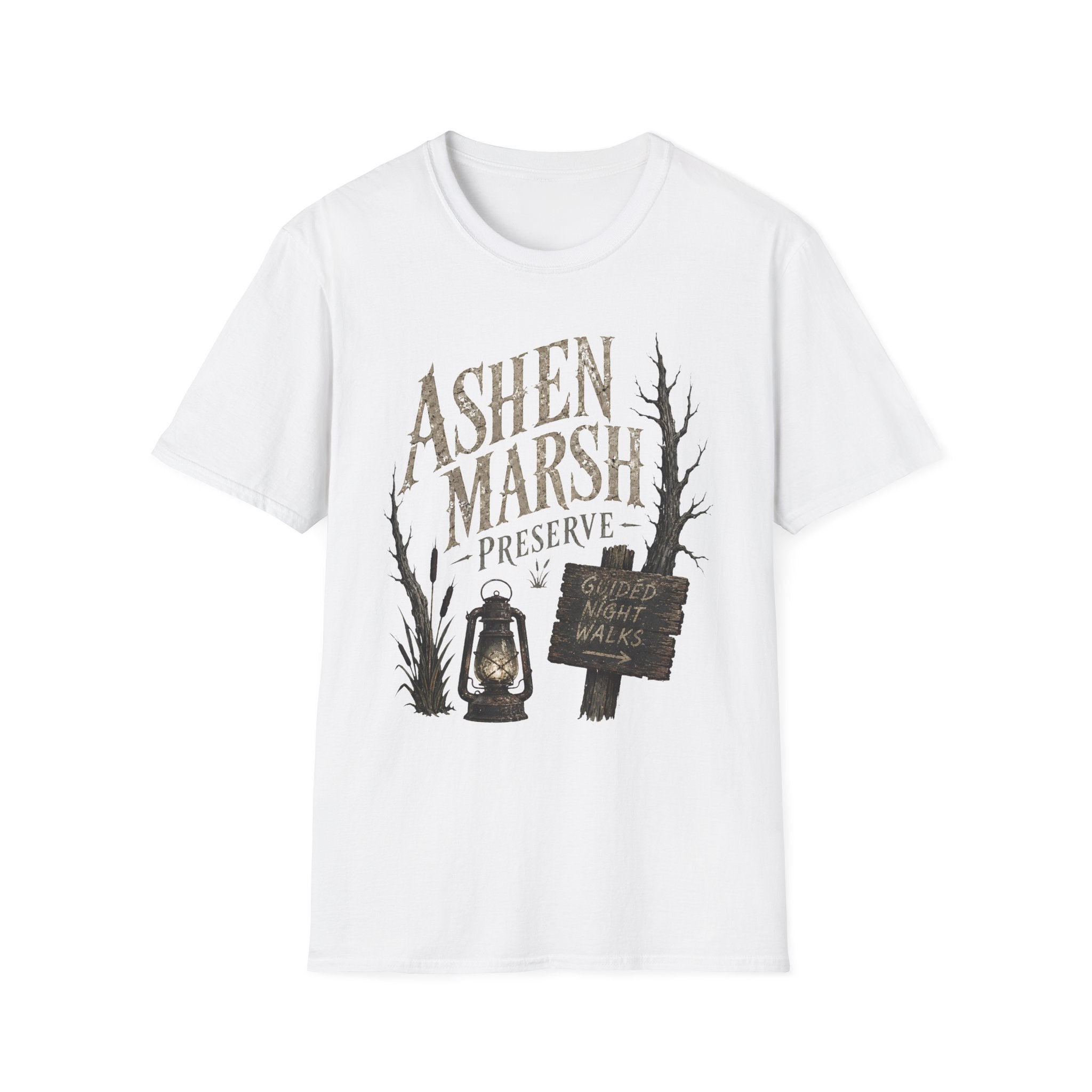 Ashen Marsh Preserve T-Shirt - Rustic Swamp Tour Tee