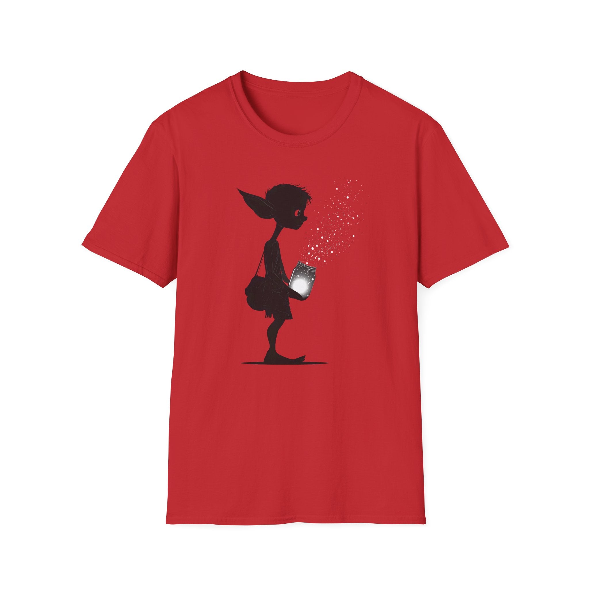 Cute Elf Firefly Jar Silhouette T‑Shirt - Whimsical Elf Graphic Tee