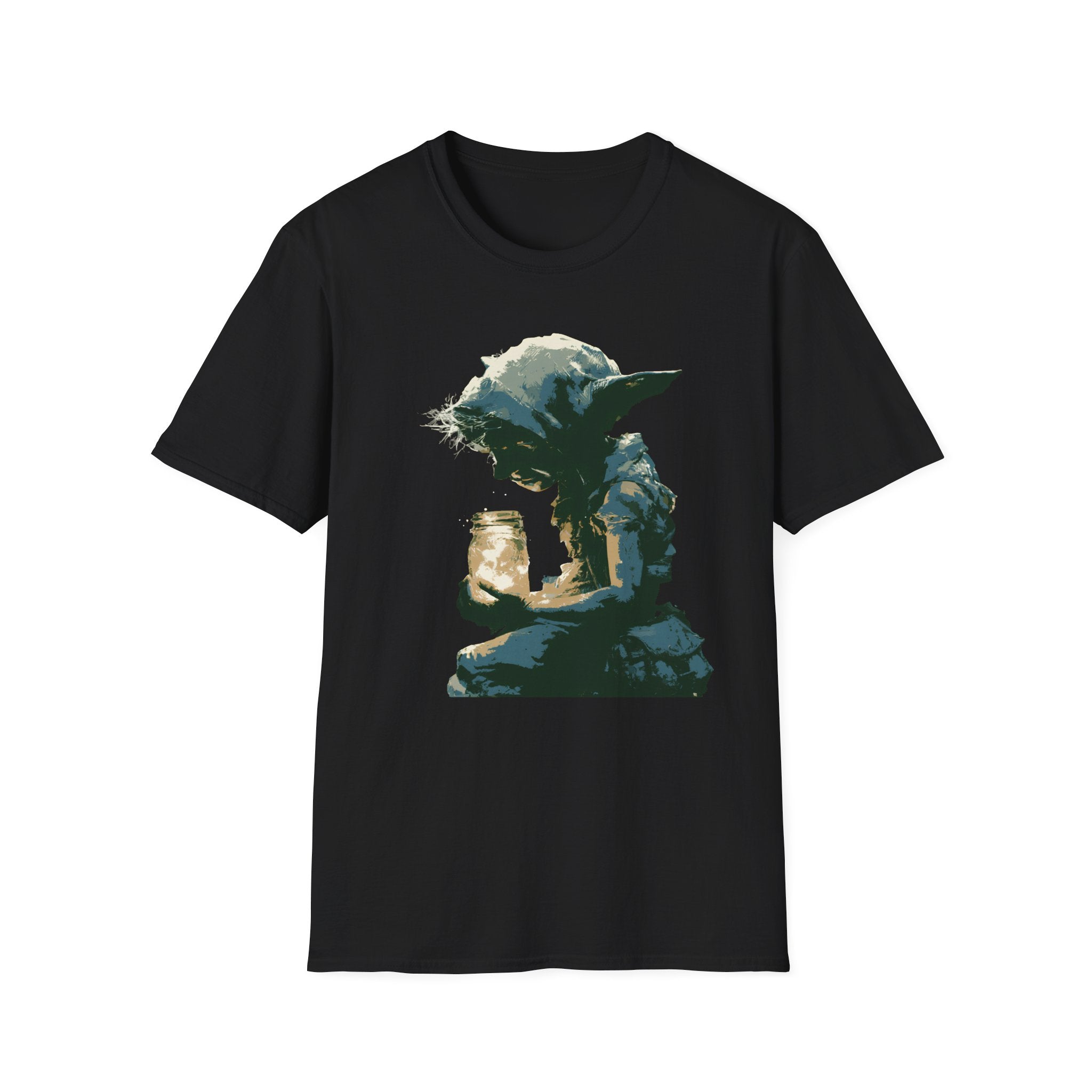 Stylish Imp Fantasy Artwork T-Shirt - Vintage Sketch Graphic Imp Holding Firefly Jar, Cute Tee