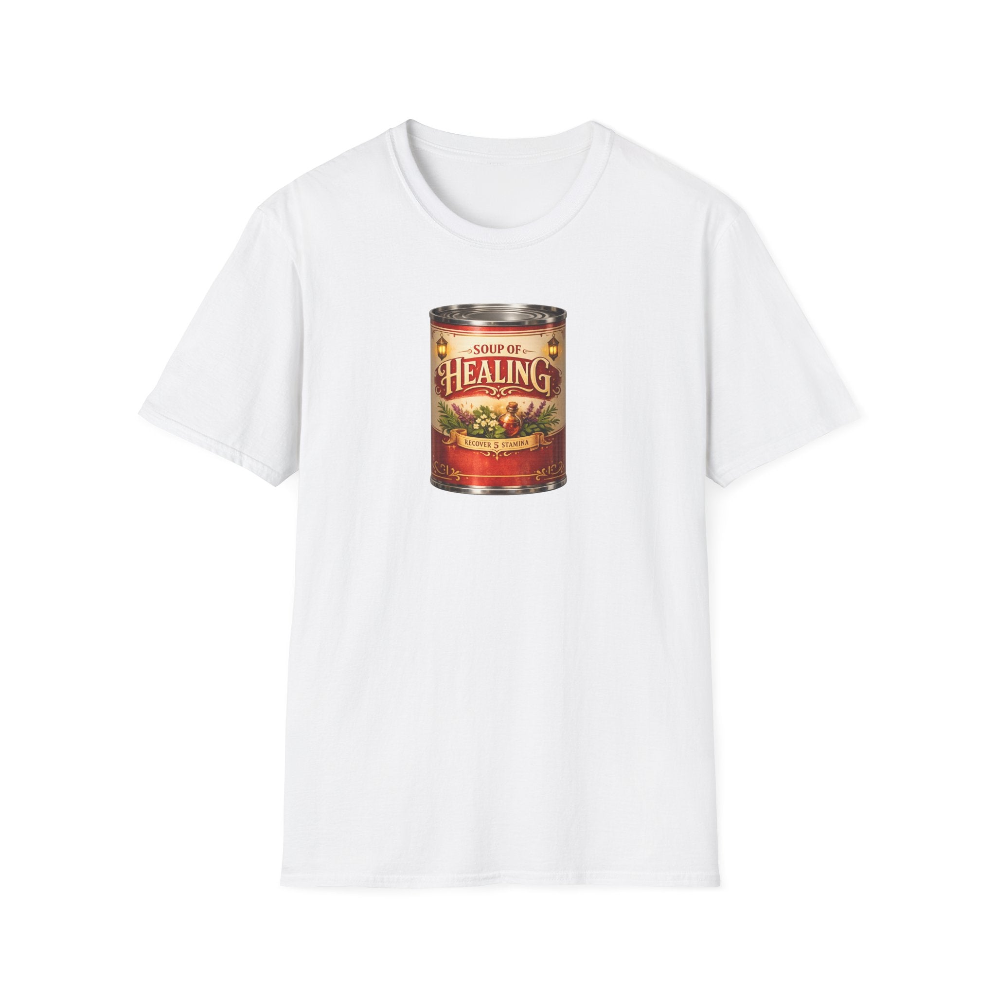 Soup of Healing T-Shirt - Retro RPG Healing Soup Can
