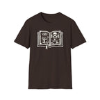 Spellbook Stylized Graphic T-Shirt - Vintage Witchbook Tee (Eye, Skull & Symbols)