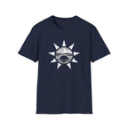 Sunset Mountain T-Shirt — Minimal Nautical Sun & Waves Graphic