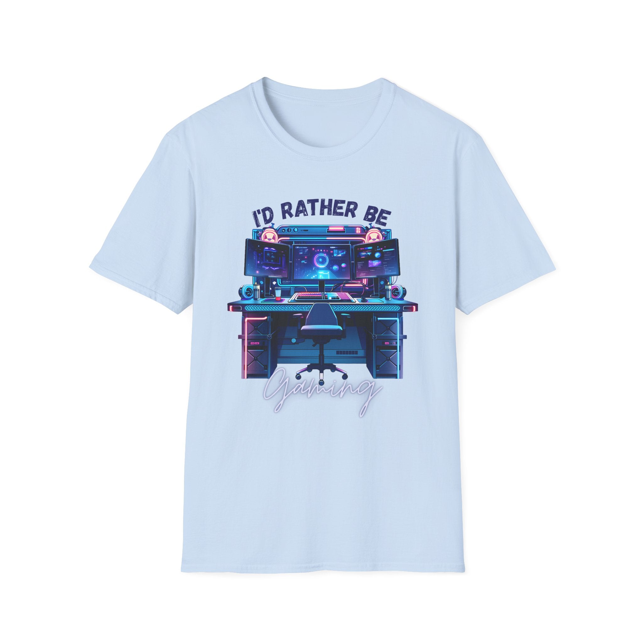 I'd Rather Be Gaming T‑Shirt — Retro Neon PC Gamer Tee