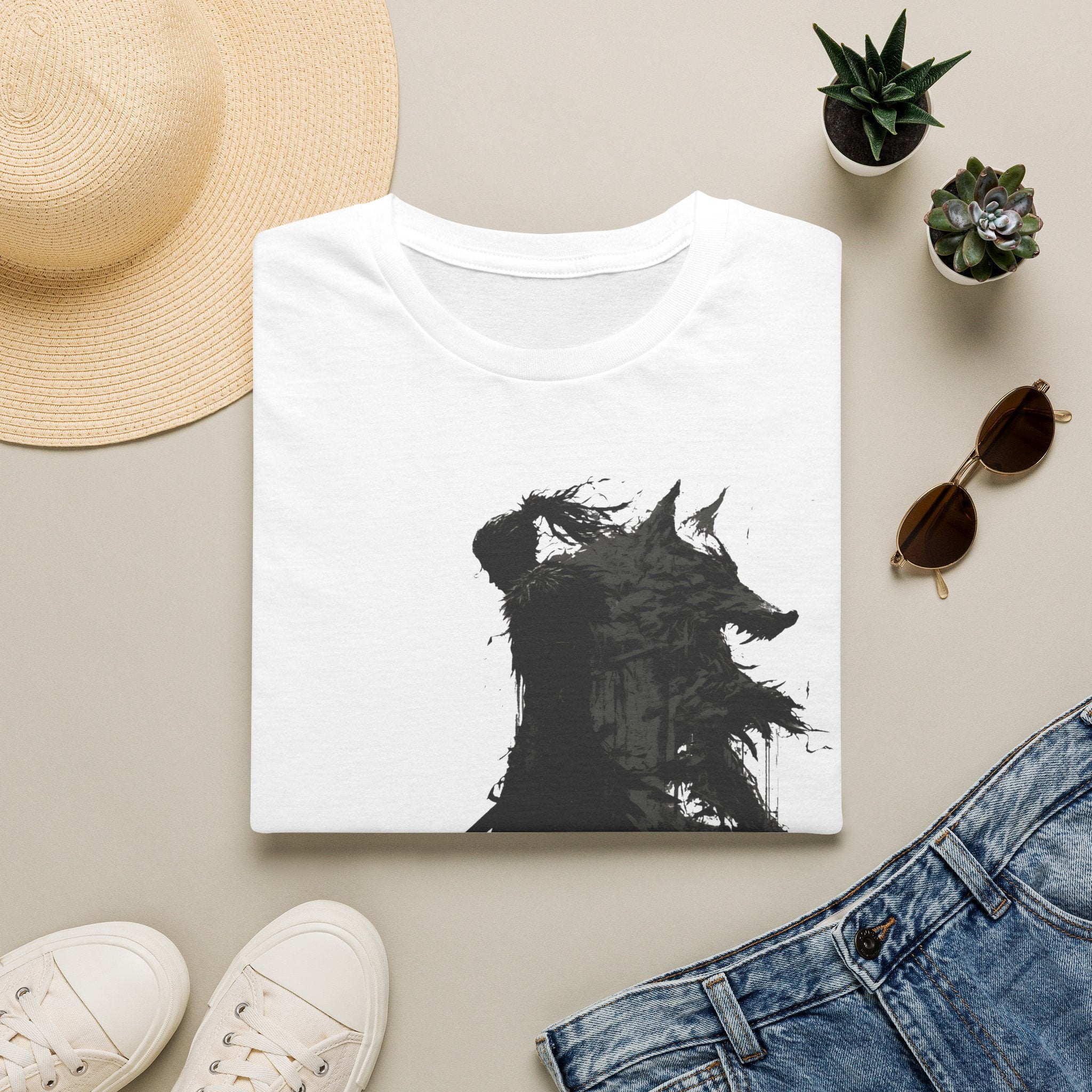 Shape Shifter Silhouette T-Shirt - Dark Ink Wolf Wilderness Graphic Tee