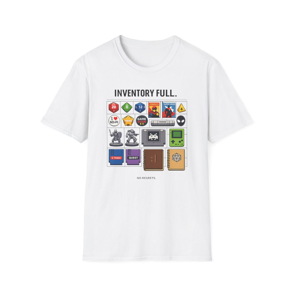 Inventory Full Gamer T-Shirt — Retro RPG & Geek Icon Graphic Tee