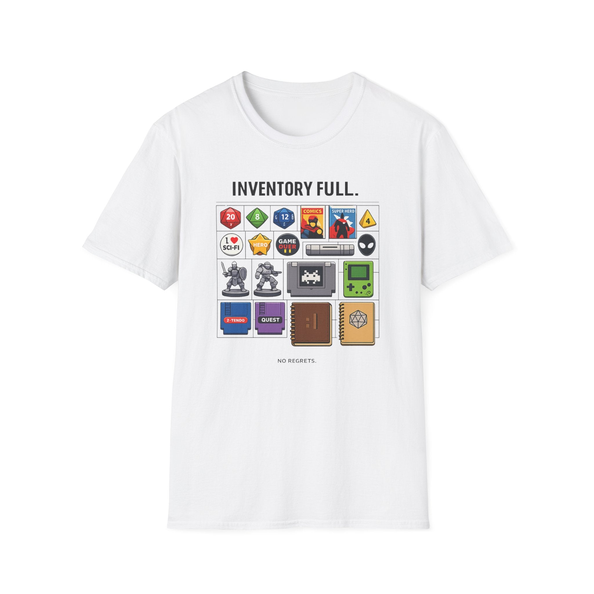 Inventory Full Gamer T-Shirt — Retro RPG & Geek Icon Graphic Tee