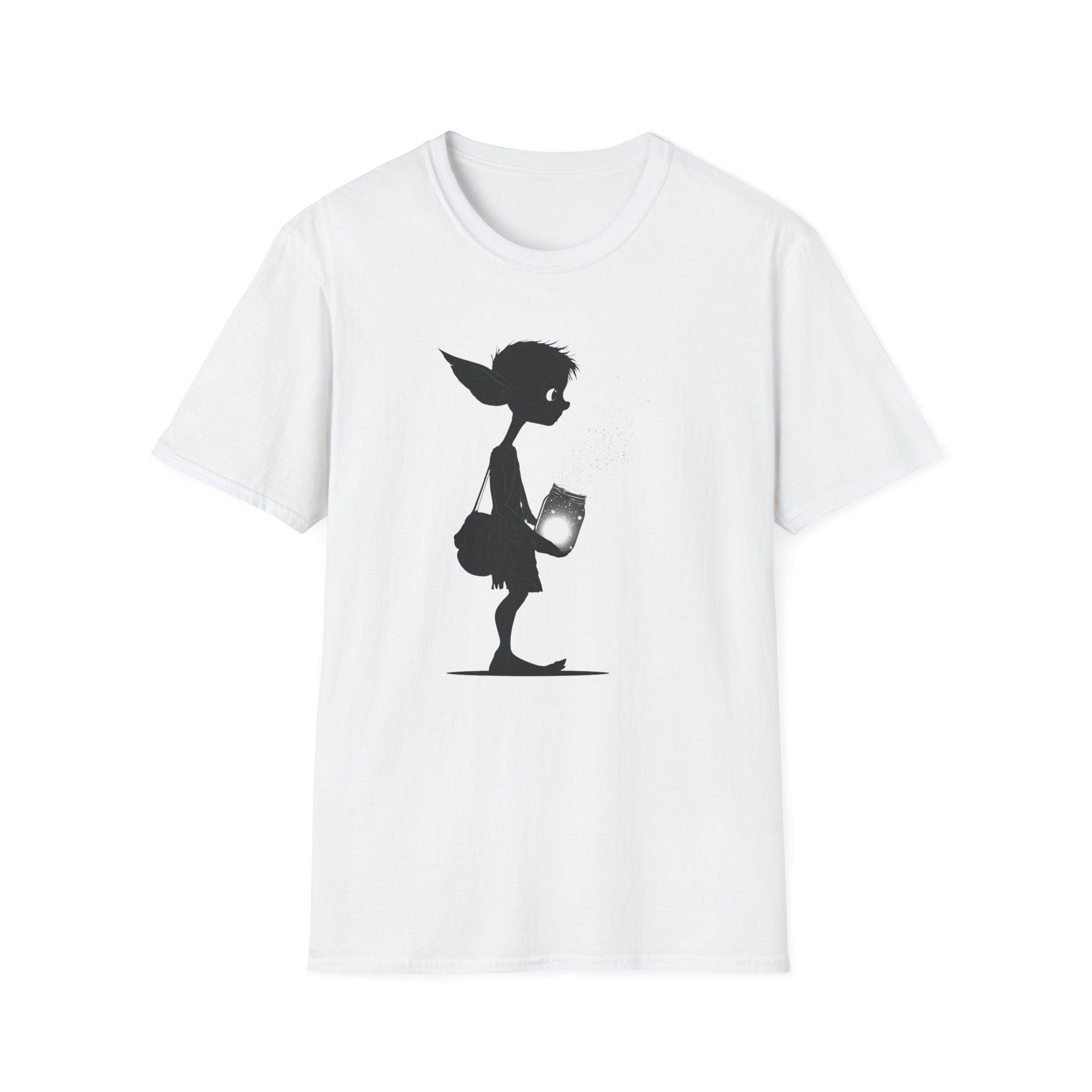 Cute Elf Firefly Jar Silhouette T‑Shirt - Whimsical Elf Graphic Tee