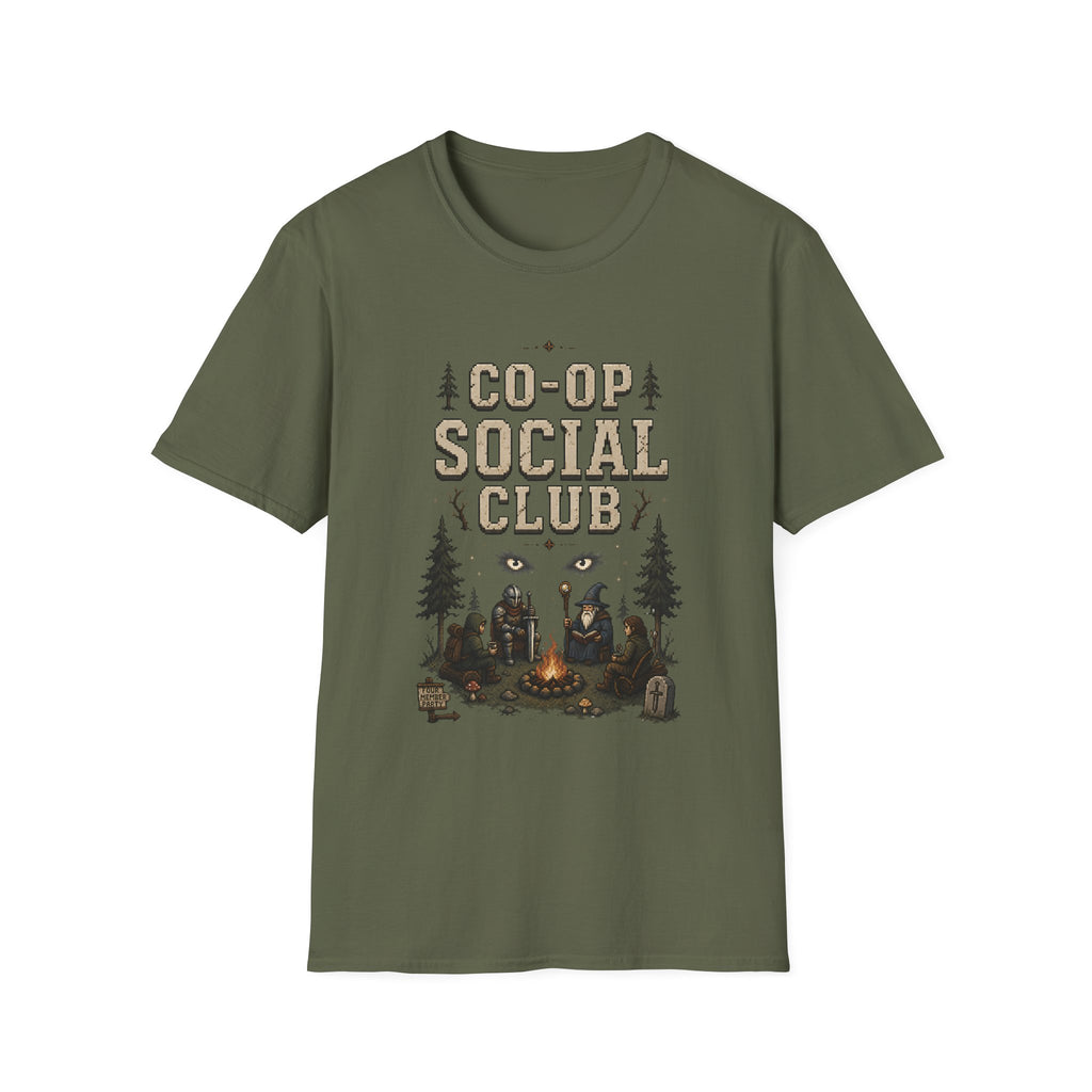 Co-Op Social Club RPG T-Shirt - Woodland Resting Pixel Graphic Tee