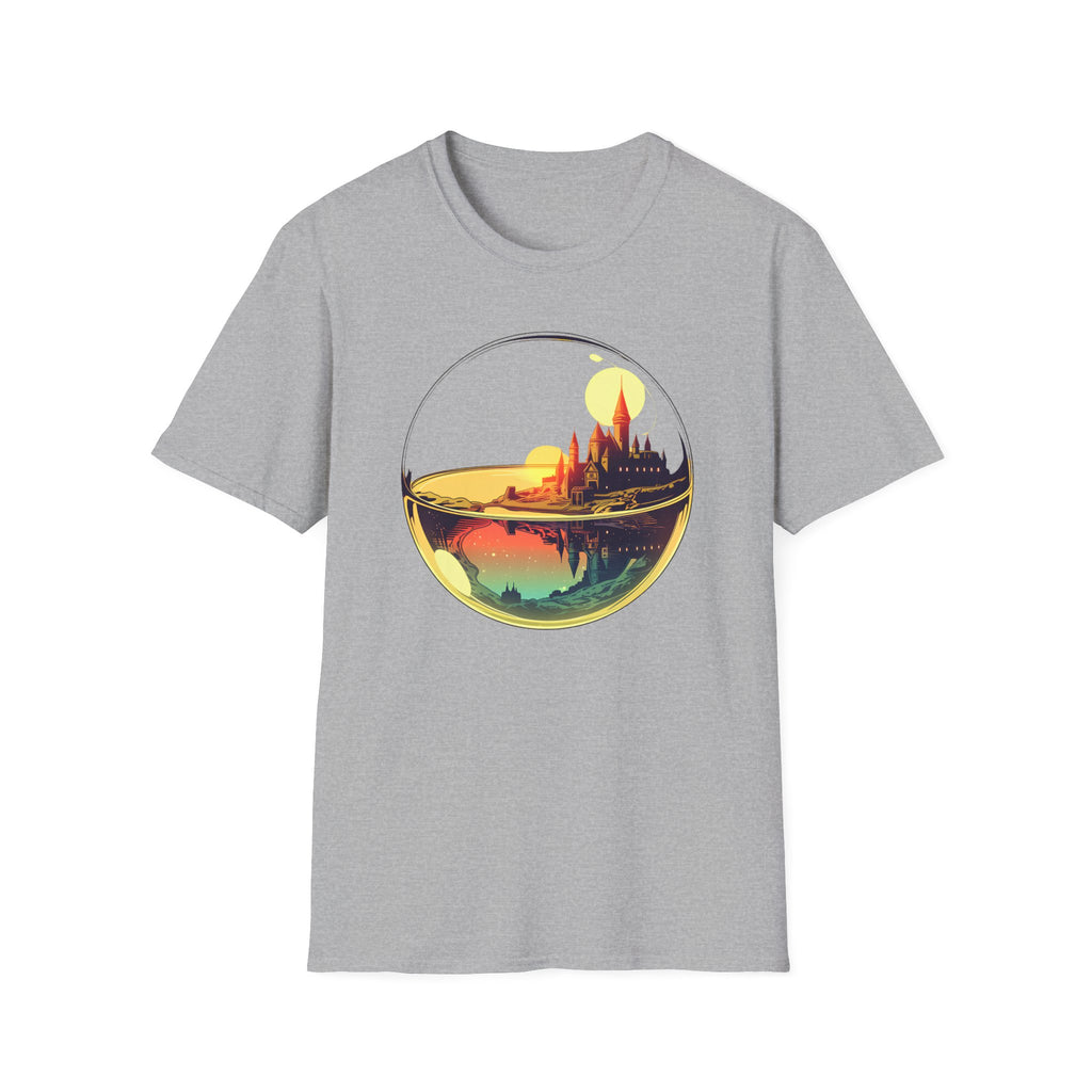 Fantasy Castle in Crystal Ball T-Shirt - Glass Orb Sunset Illustration