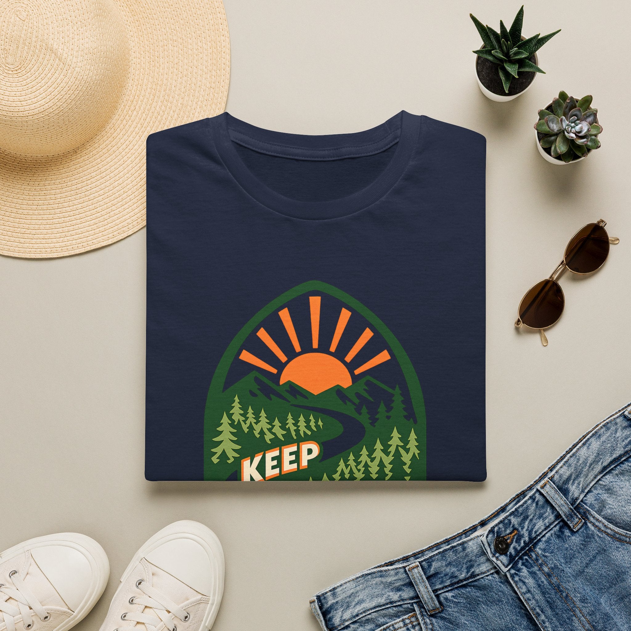Keep Moving Adventure T-Shirt - Mountain Sunrise Graphic Tee