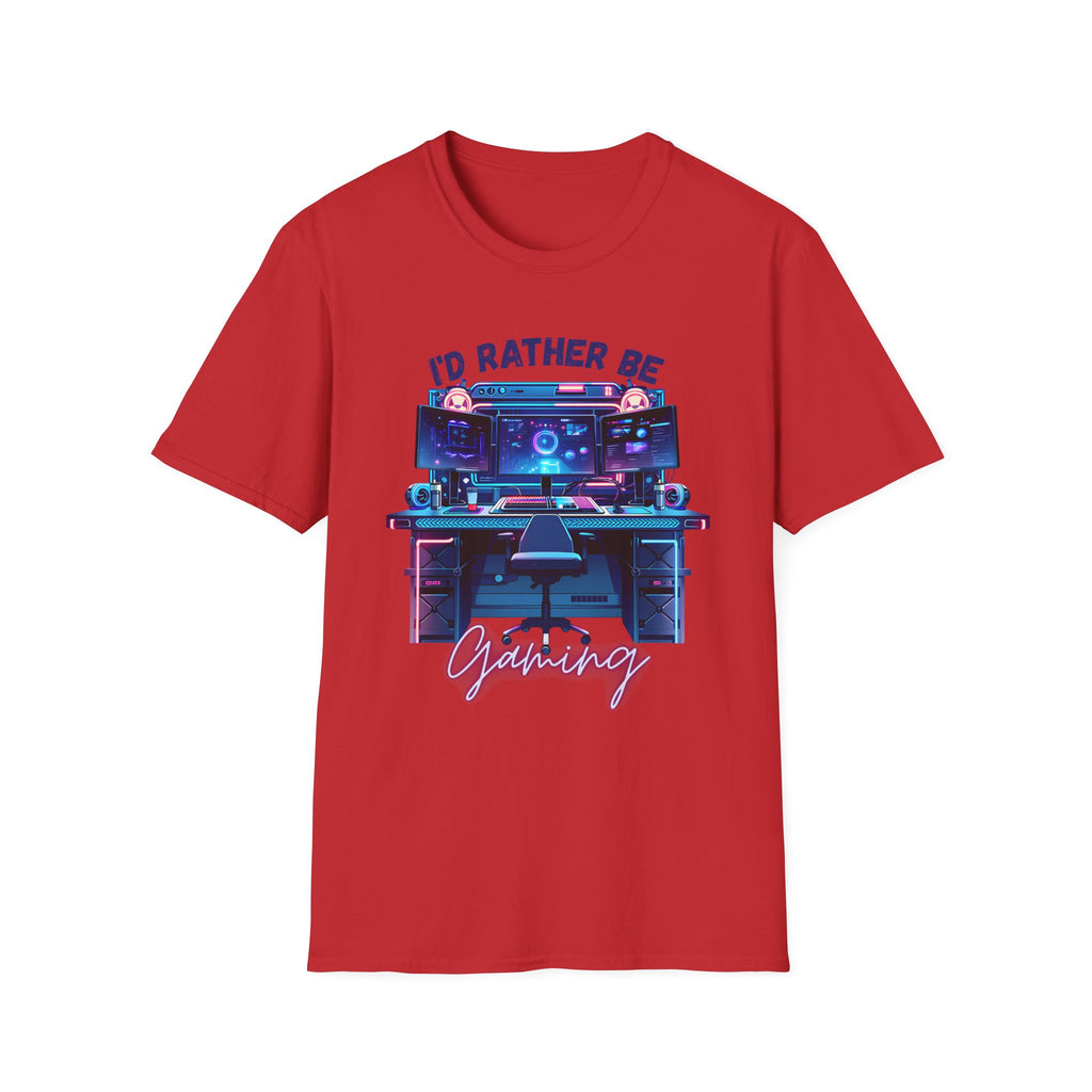 I'd Rather Be Gaming T‑Shirt — Retro Neon PC Gamer Tee