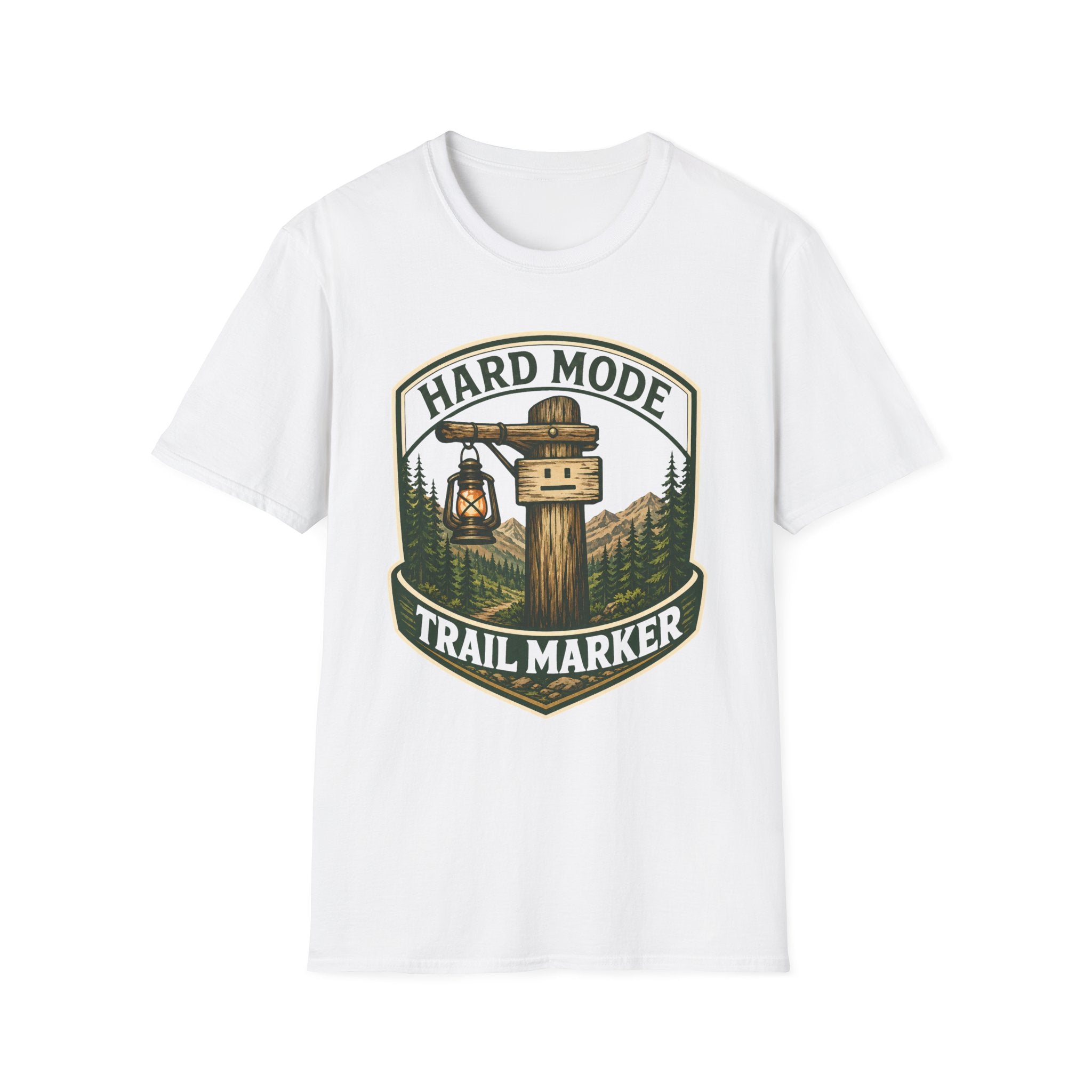 Hard Mode Trail Marker T-Shirt - Lantern Sign Graphic Tee