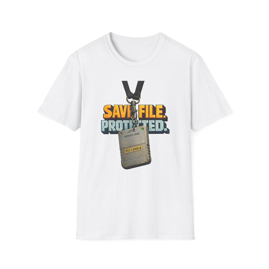 "SAVE FILE. PROTECTED." Lanyard Badge Graphic T-Shirt