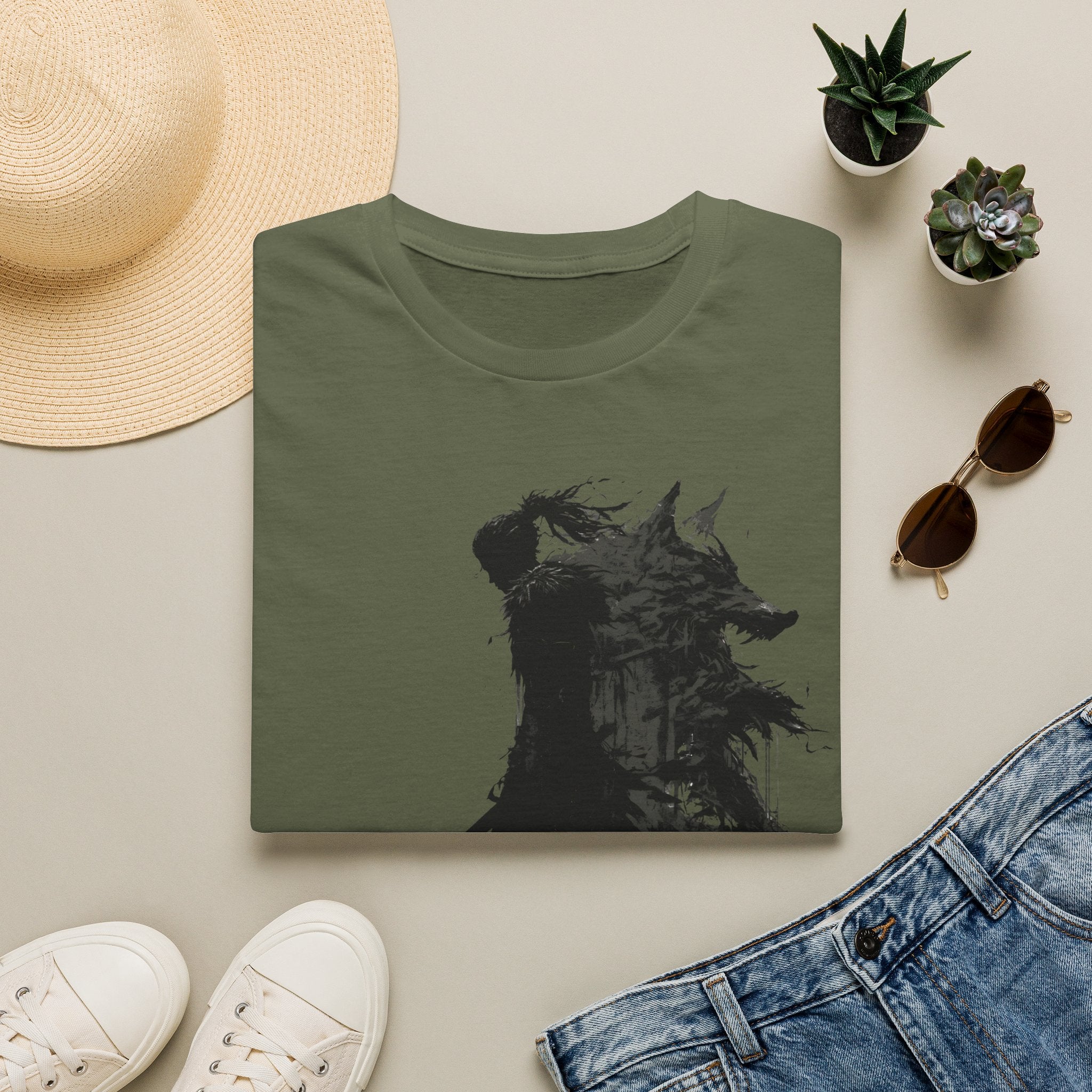 Shape Shifter Silhouette T-Shirt - Dark Ink Wolf Wilderness Graphic Tee