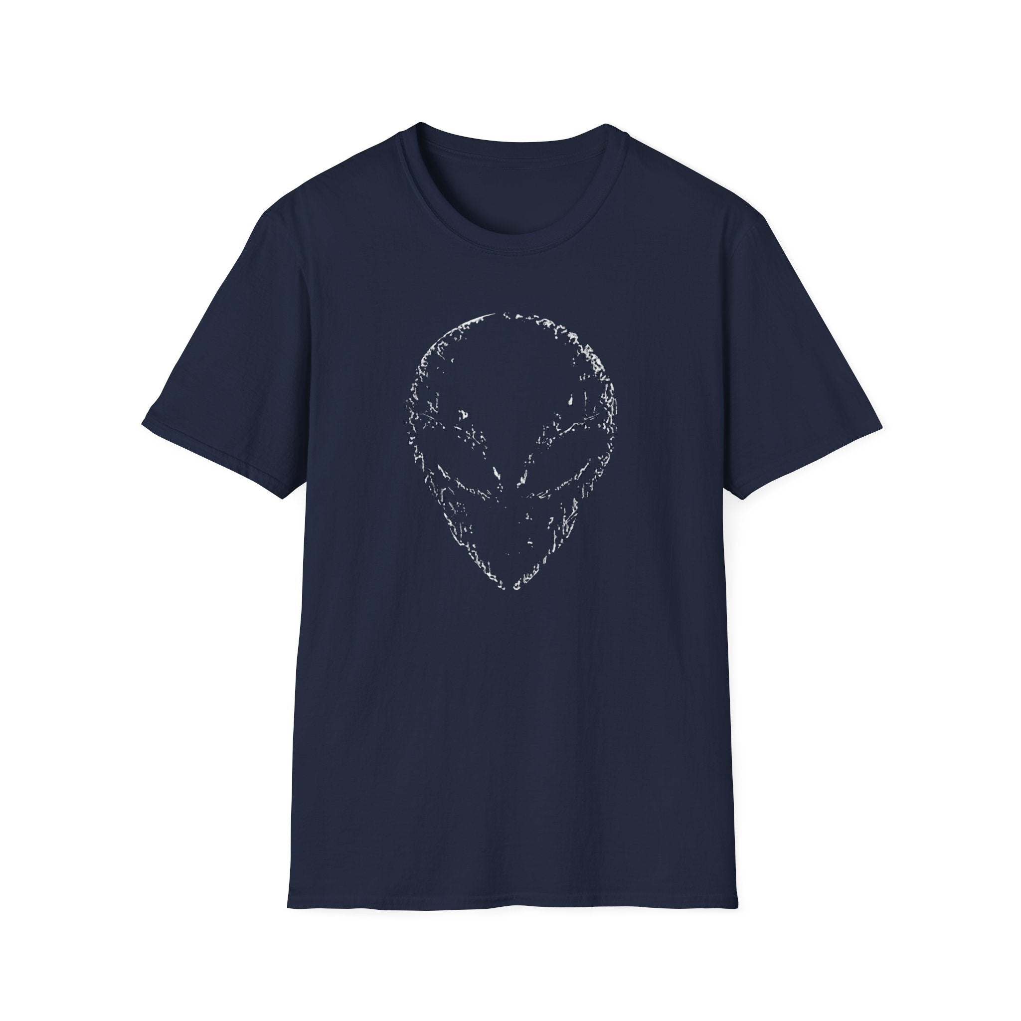 Alien Head Graphic T-Shirt - Minimalist Distressed Sci‑Fi Tee