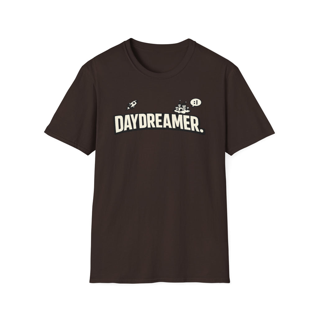Daydreamer Graphic T-Shirt — Retro Rocket & Castle Design