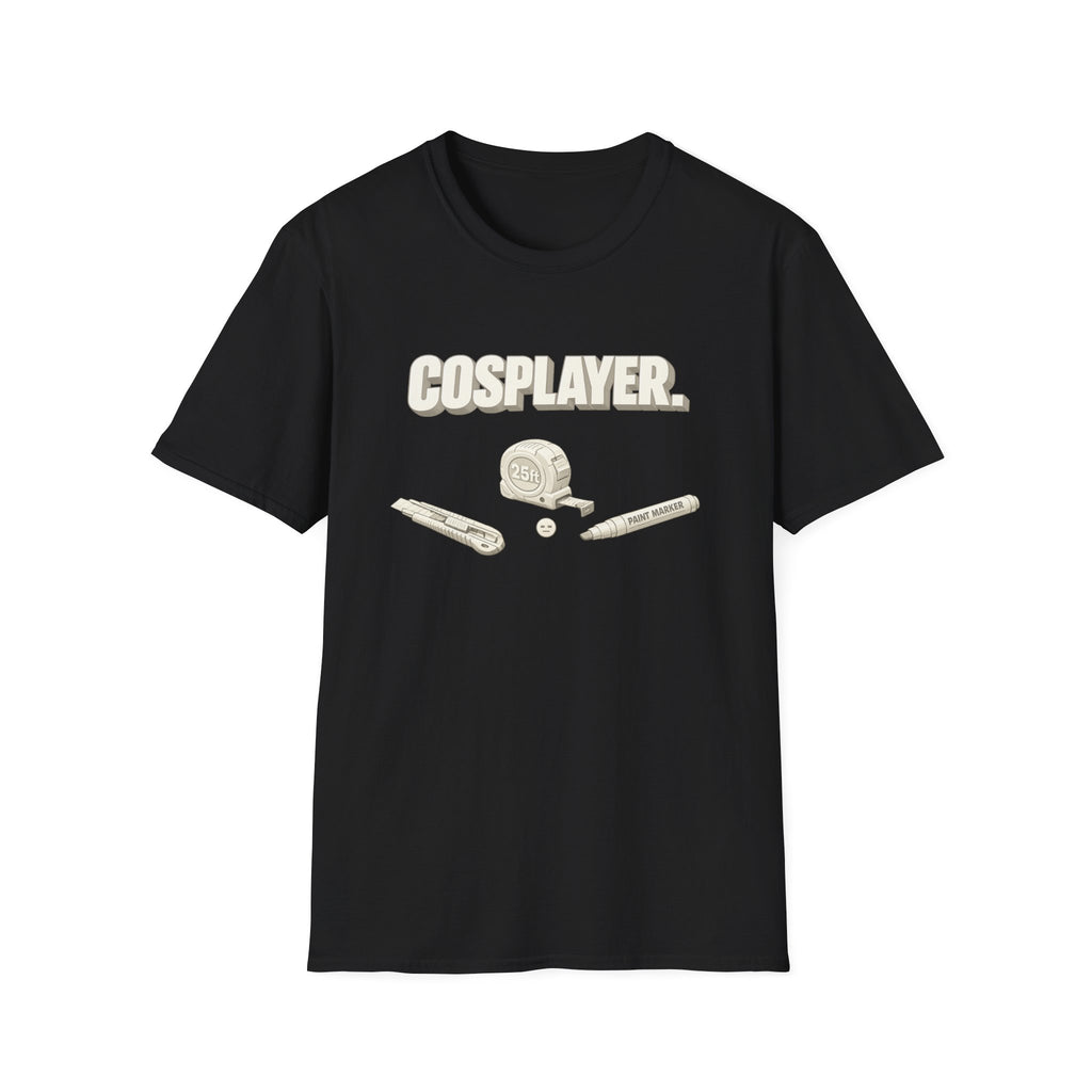 Cosplayer Tools T-Shirt — 'COSPLAYER.' Graphic Tee for Costume Makers & Conventions
