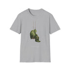 Sad Ogre Graphic T-Shirt - Cute Green Monster Swinging Tee
