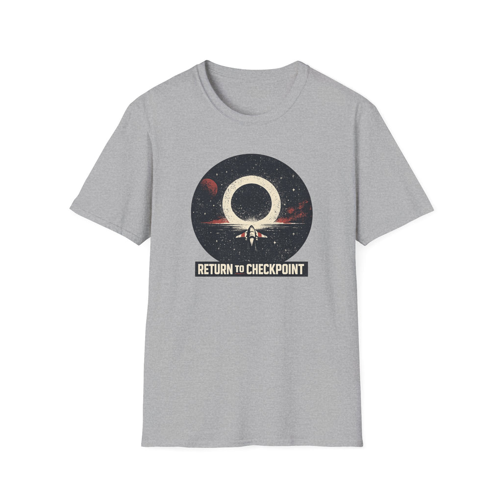 'Return to Checkpoint' T‑Shirt — Retro Space Arcade Graphic Tee