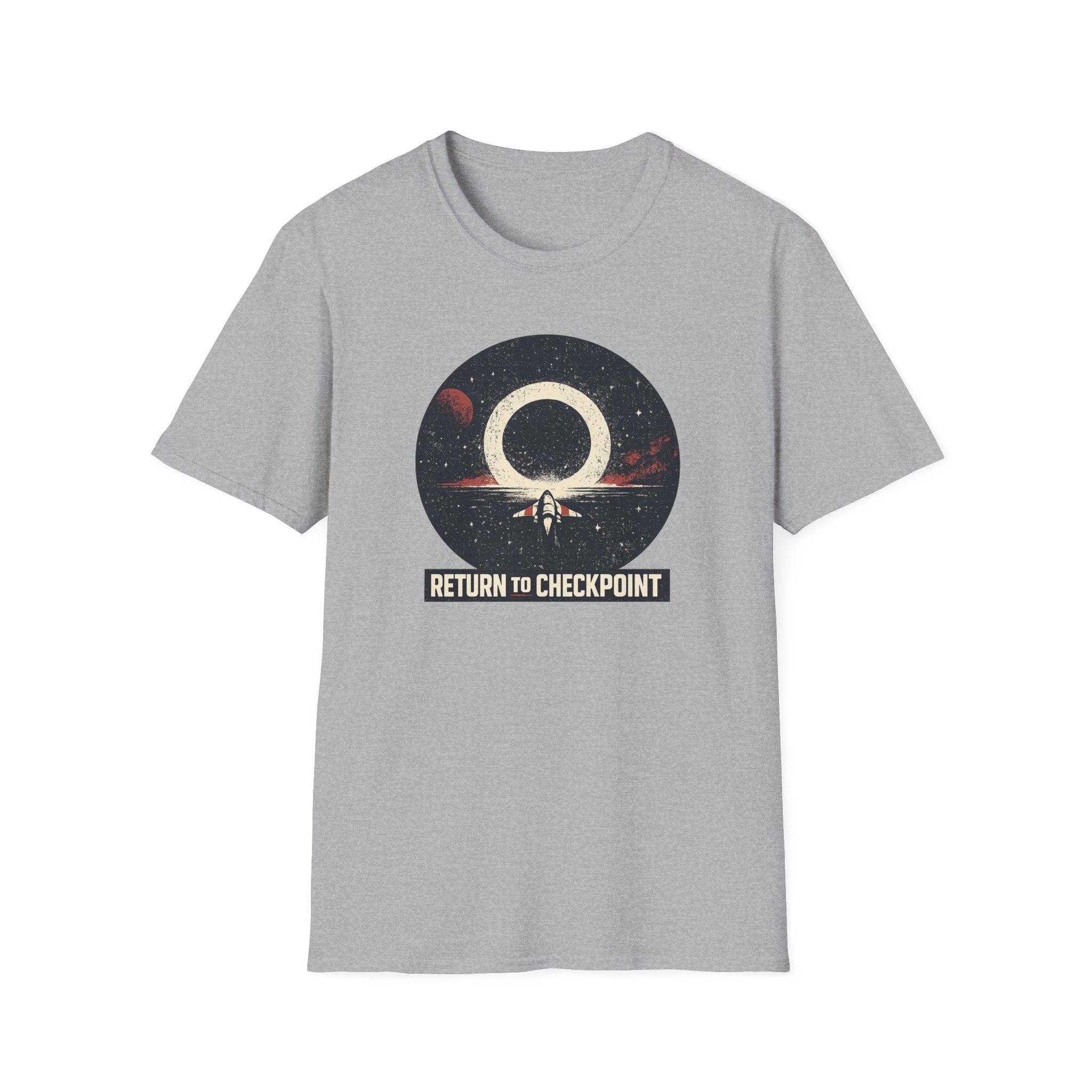 'Return to Checkpoint' T‑Shirt — Retro Space Arcade Graphic Tee