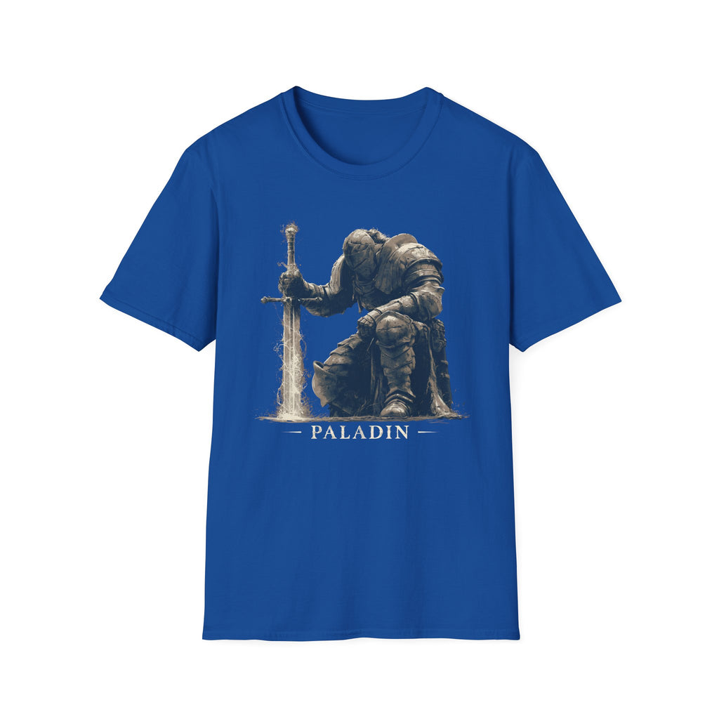 Paladin Kneeling T-Shirt - Fantasy Sword Knight Gaming Tee