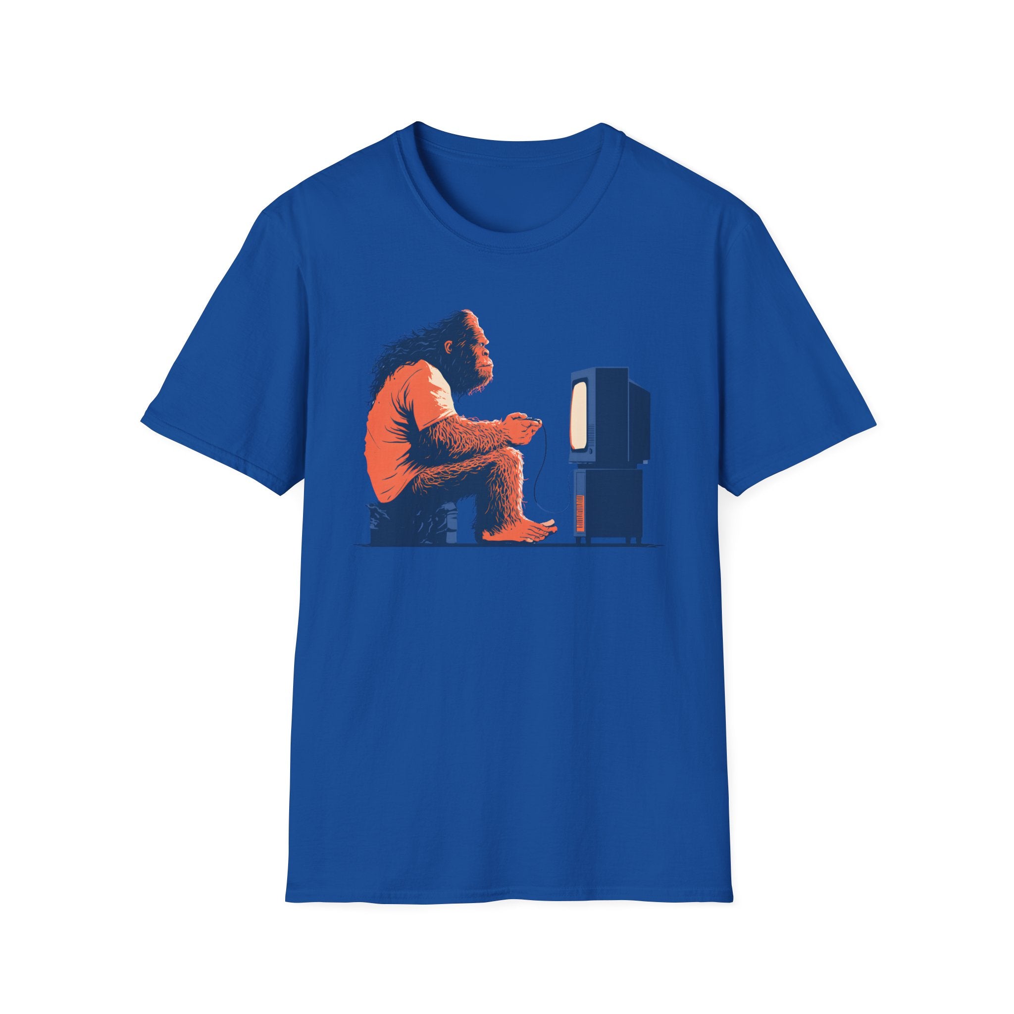 Retro Gamer Sasquatch T-Shirt - Vintage Bigfoot Playing Video Games Graphic Tee