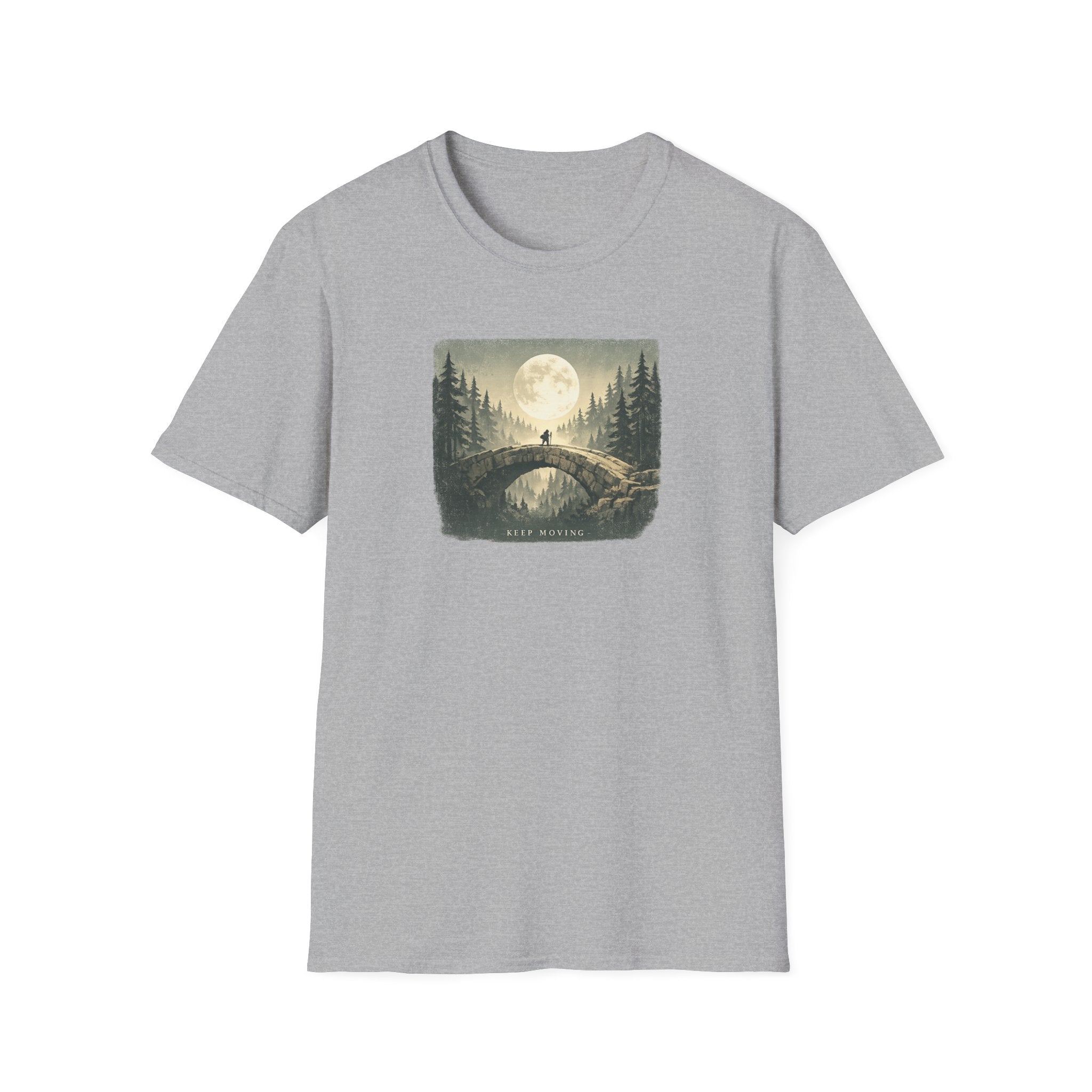 'Keep Moving' Moonlit Forest Bridge T-Shirt
