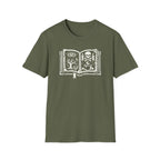 Spellbook Stylized Graphic T-Shirt - Vintage Witchbook Tee (Eye, Skull & Symbols)