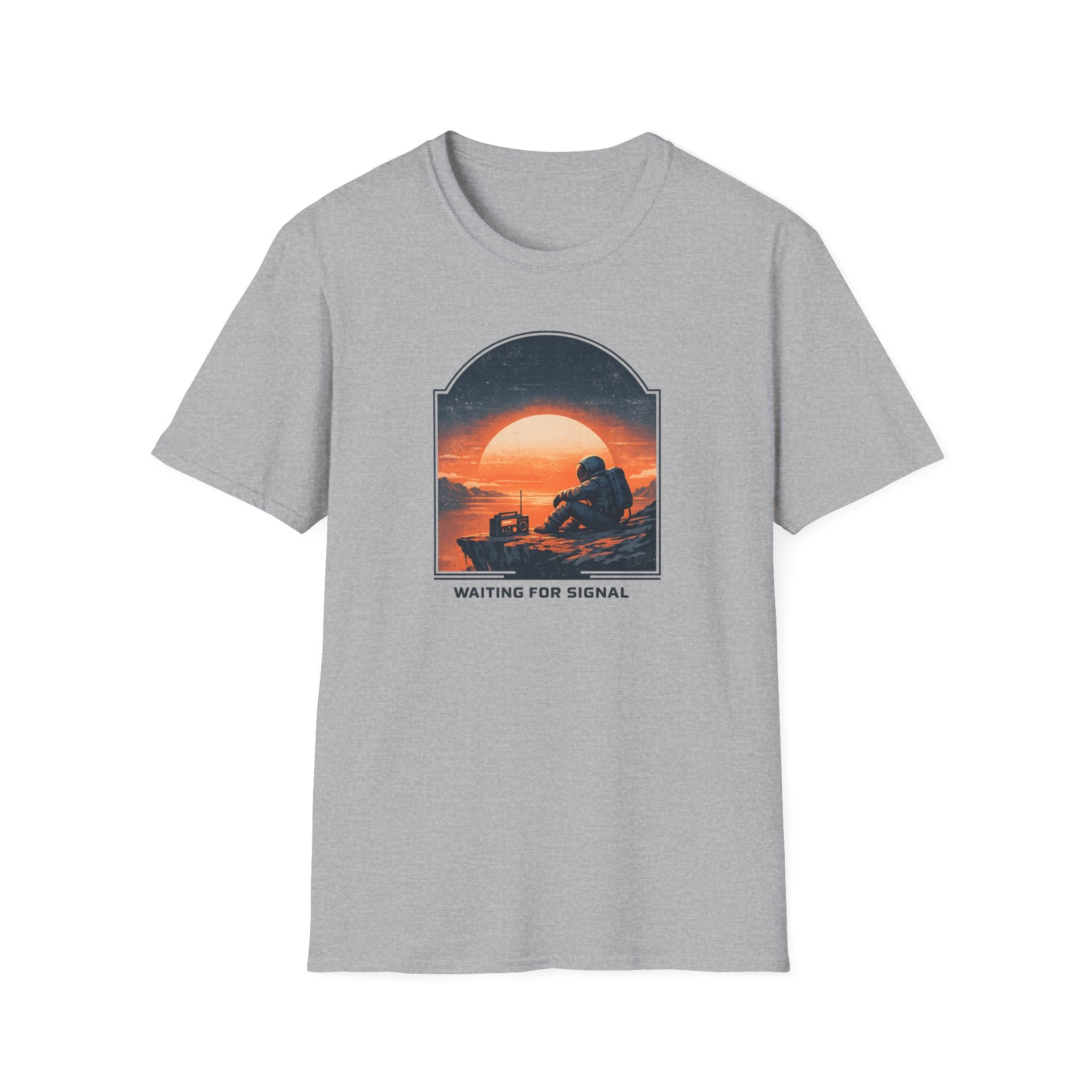 'Waiting For Signal' Astronaut Graphic T-Shirt - Retro Radio Sunset