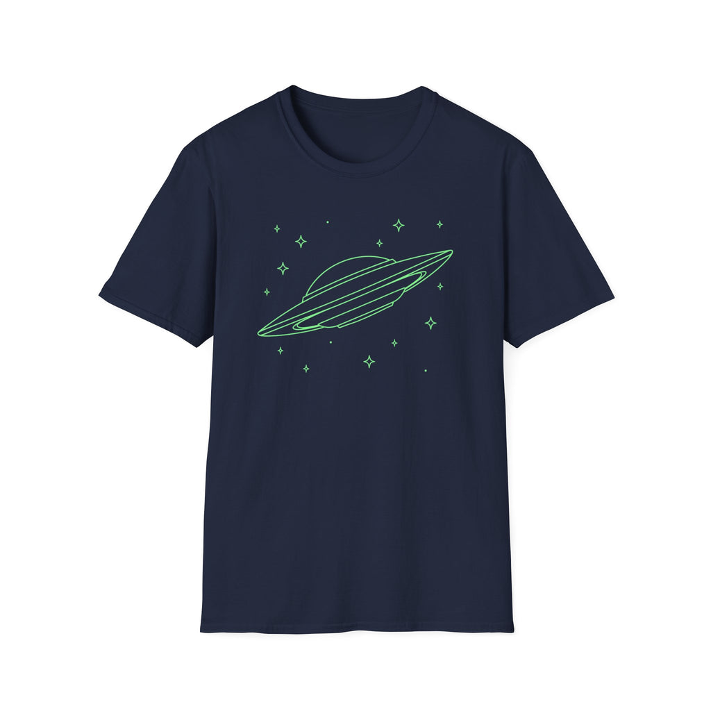 Alien UFO T‑Shirt - Neon Green Spaceship Graphic Tee