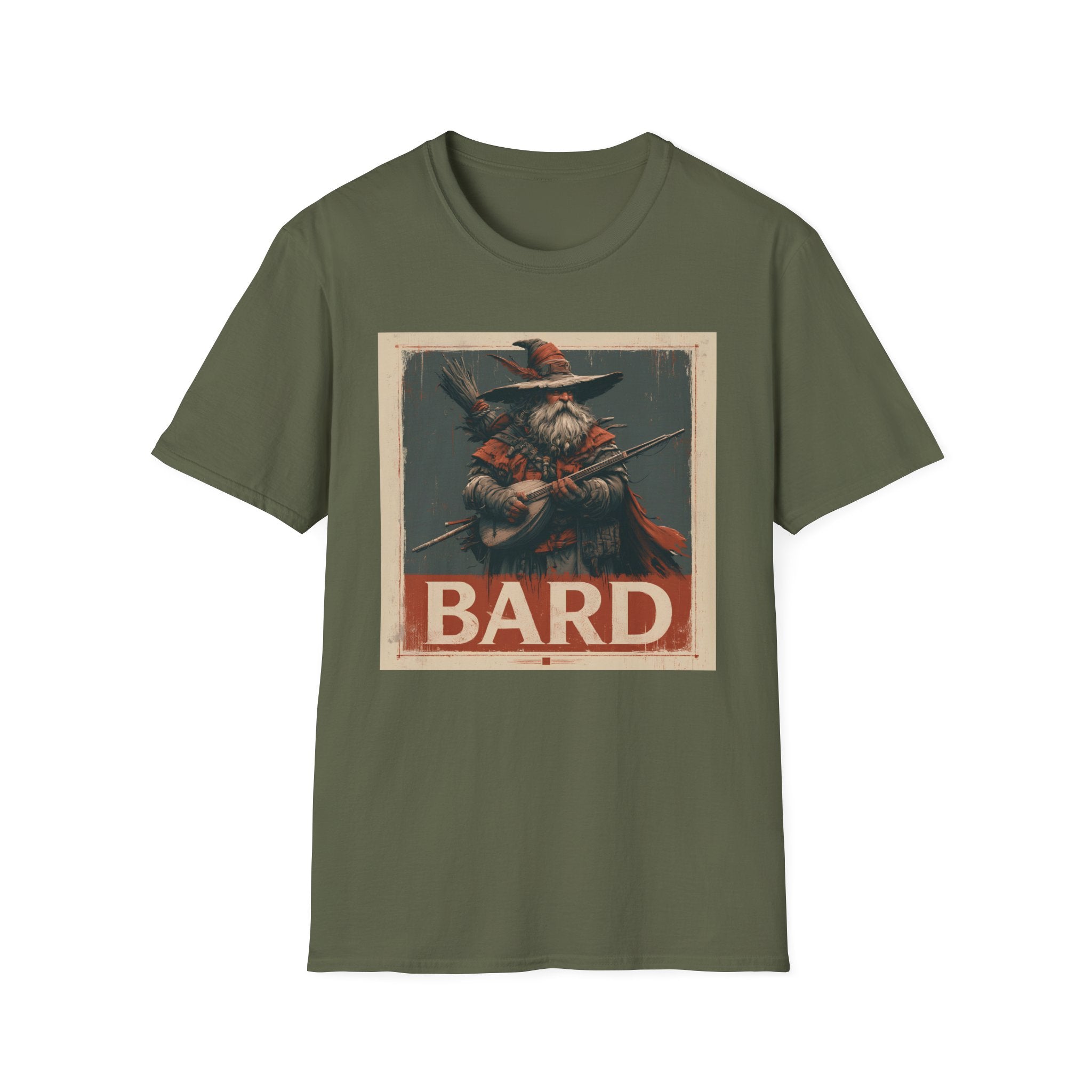 Bard Graphic T-Shirt — Vintage Fantasy Bard Design