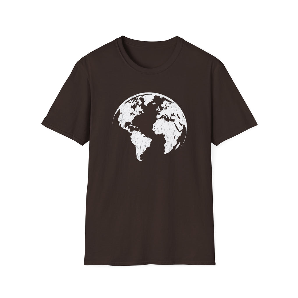 Earth Globe T-Shirt — Minimal White World Tee
