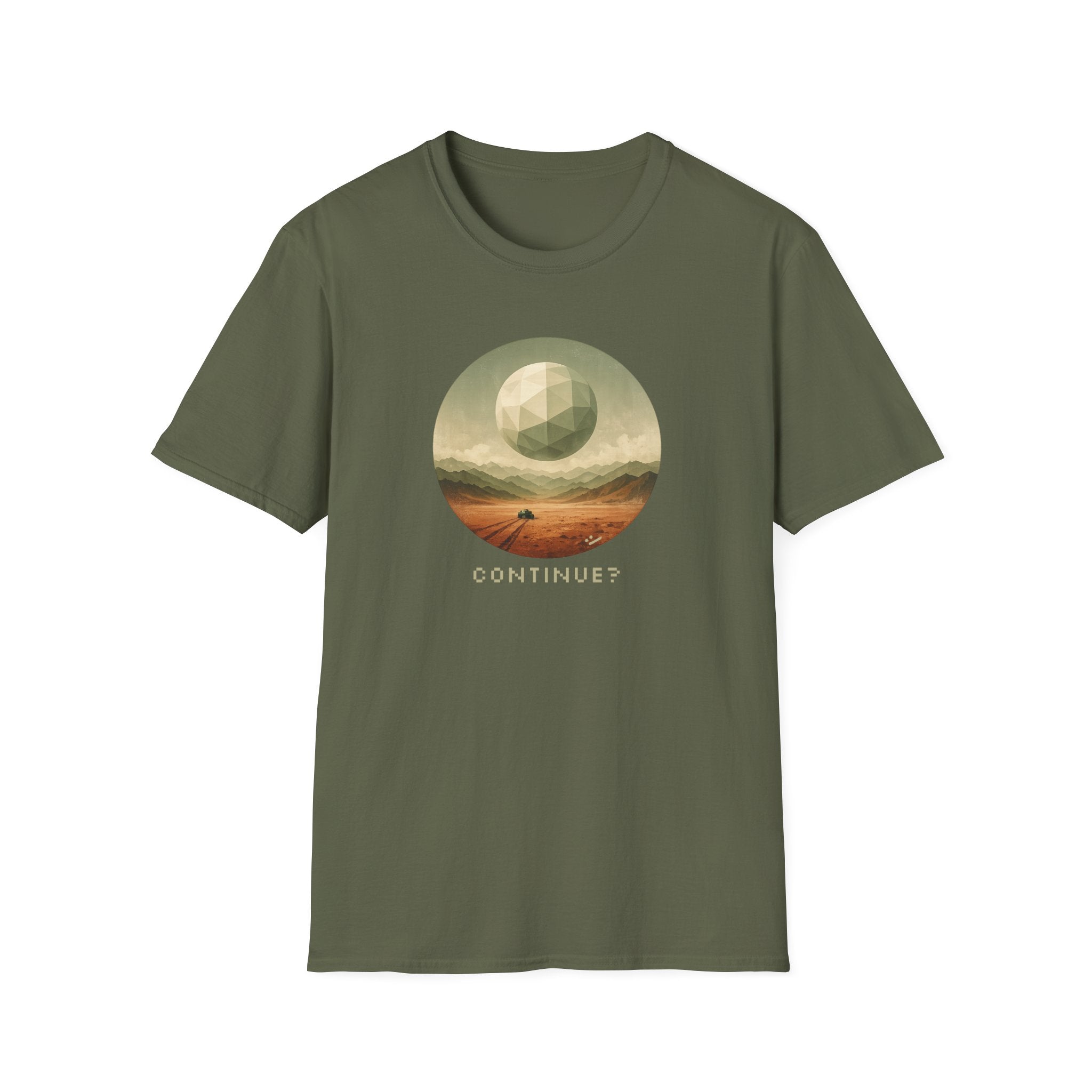 'Continue?' Surreal Desert Sphere T-Shirt - Graphic Tee