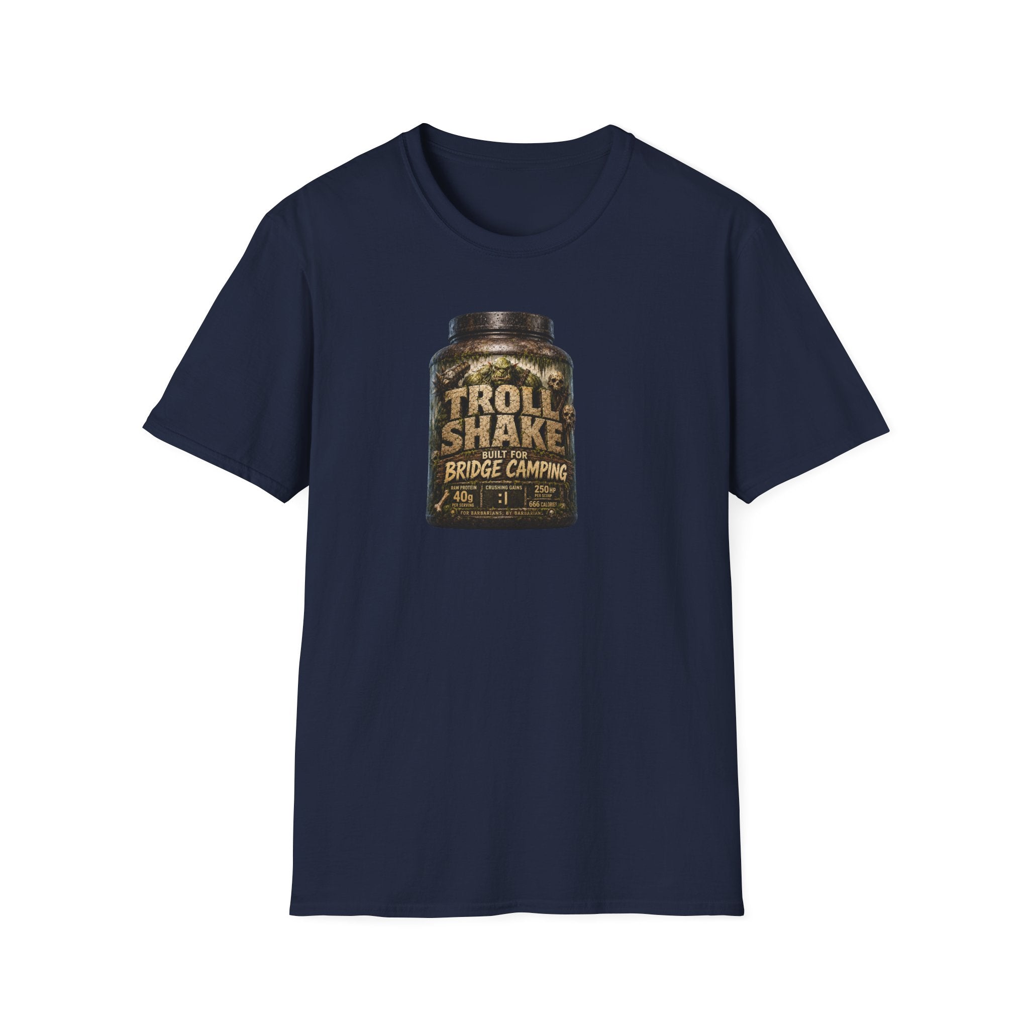 "Troll Shake: Built for Bridge Camping" Vintage Protein Powder Graphic T-Shirt