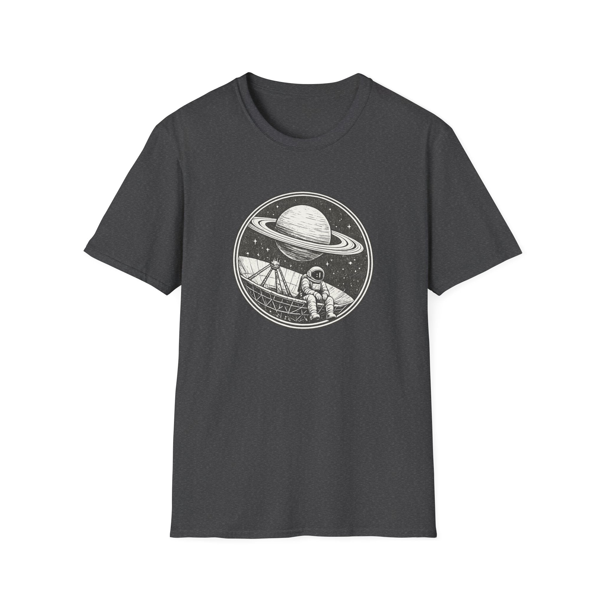 Lonely Astronaut & Saturn Graphic T-Shirt - Vintage Space Explorer Tee