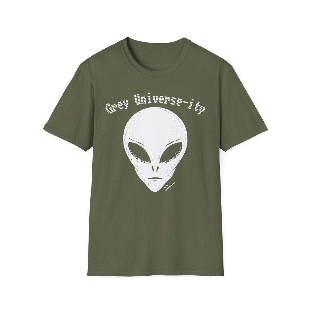 Alien Graphic T-Shirt — “Grey Universe-ity” Retro UFO Tee