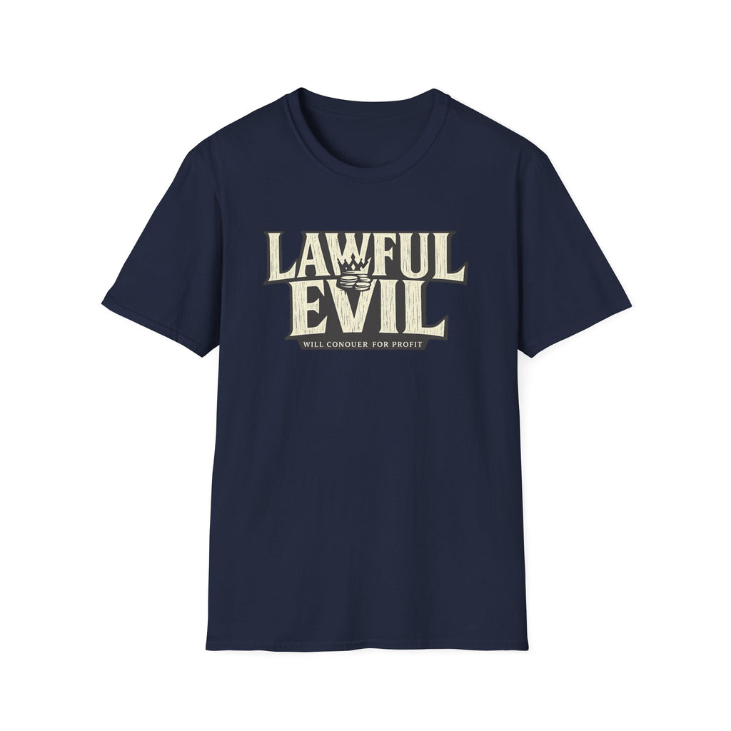 Lawful Evil Graphic Tee — "Will Conquer for Profit" D&D Inspired T-Shirt
