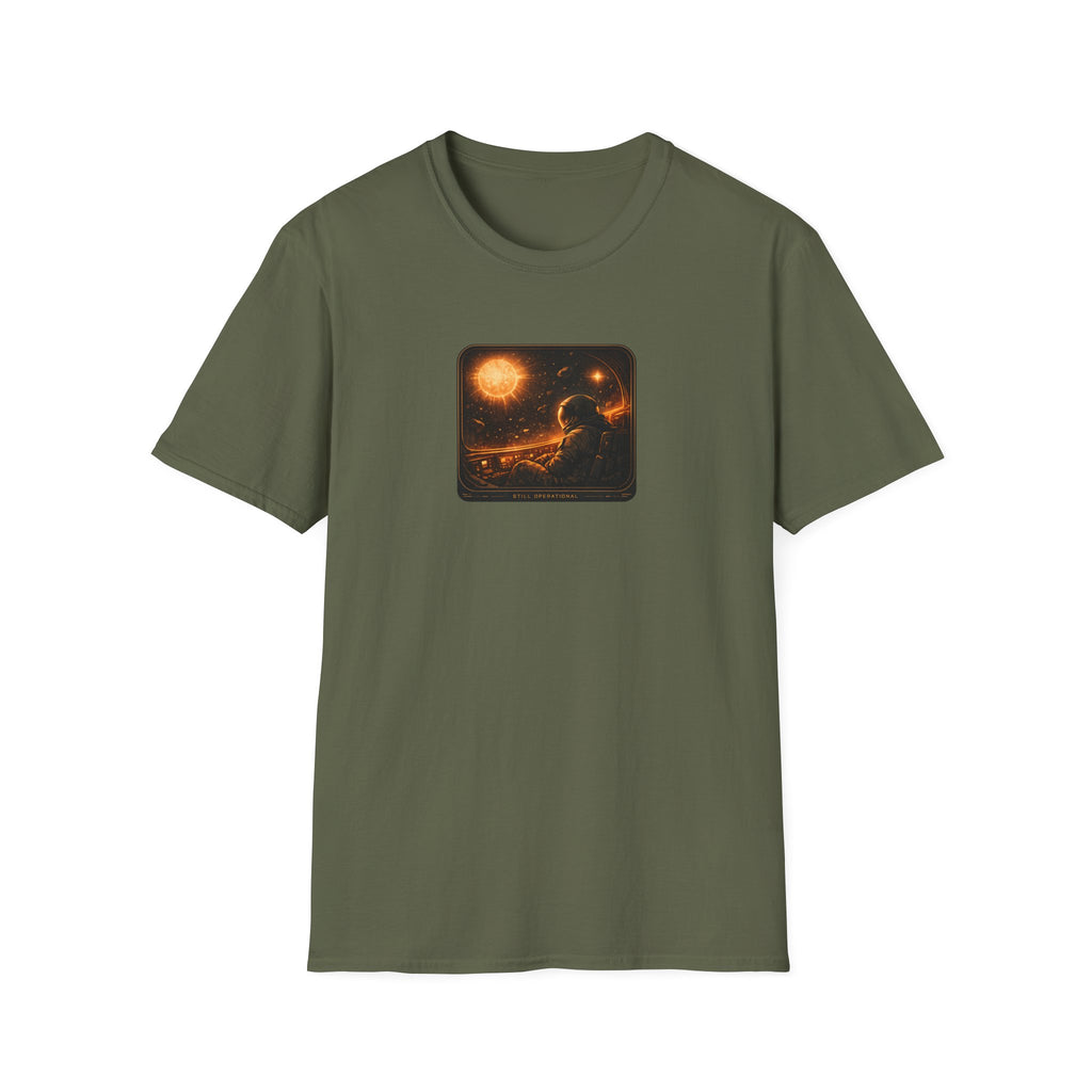 'Still Operational' T-Shirt - Cosmic Astronaut Sunset Graphic