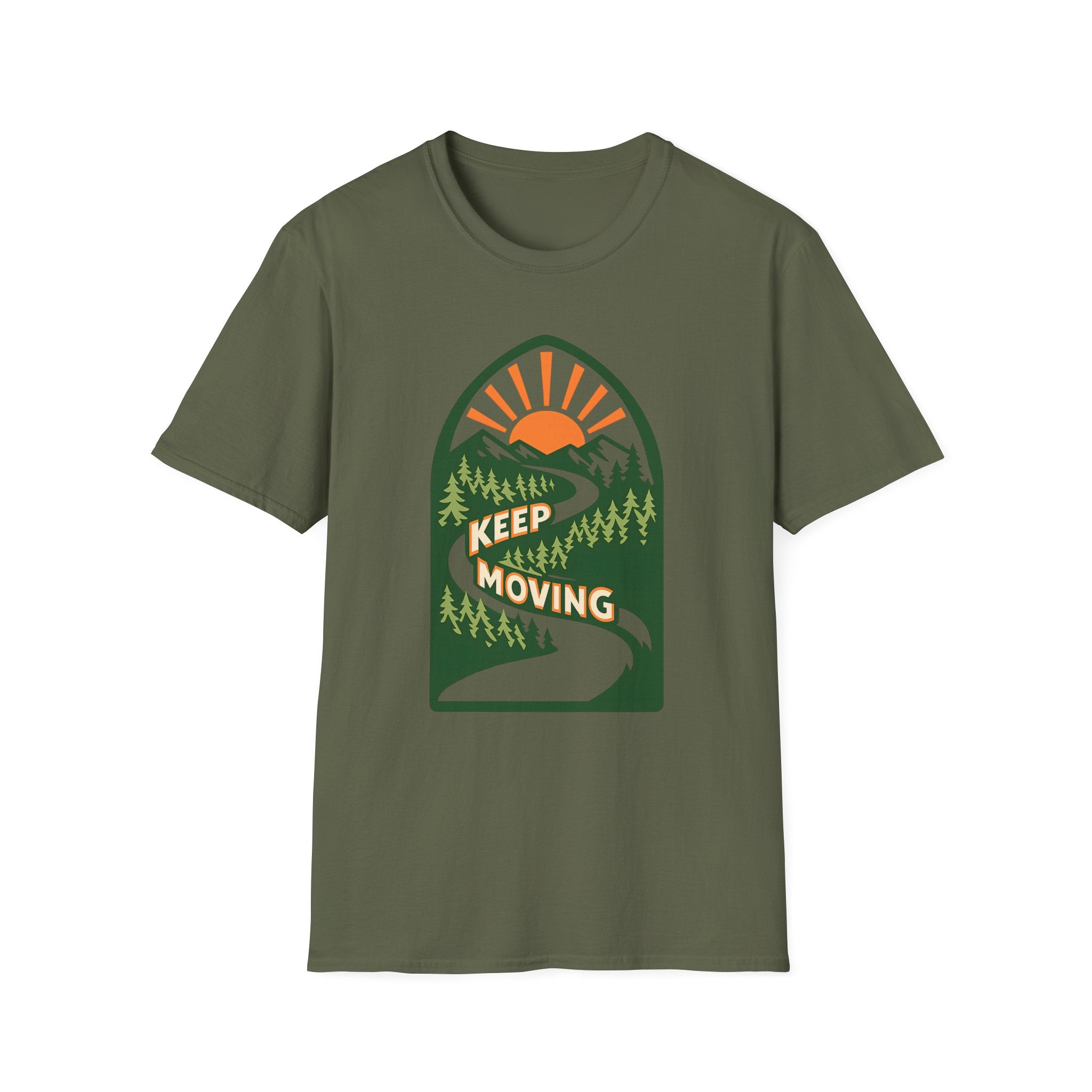 Keep Moving Adventure T-Shirt - Mountain Sunrise Graphic Tee