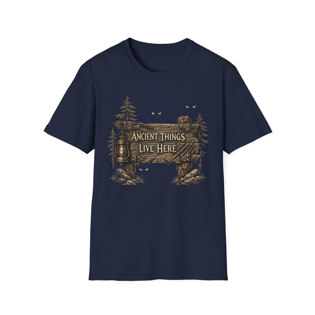 Ancient Things Live Here T-Shirt - Rustic Forest Fantasy Tee