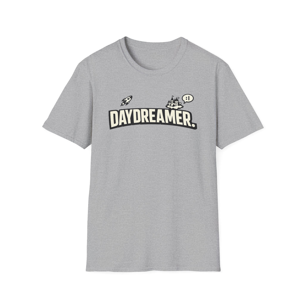 Daydreamer Graphic T-Shirt — Retro Rocket & Castle Design