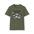 "Bad Omens Ahead" Graphic T-Shirt (humorous warning sign design)