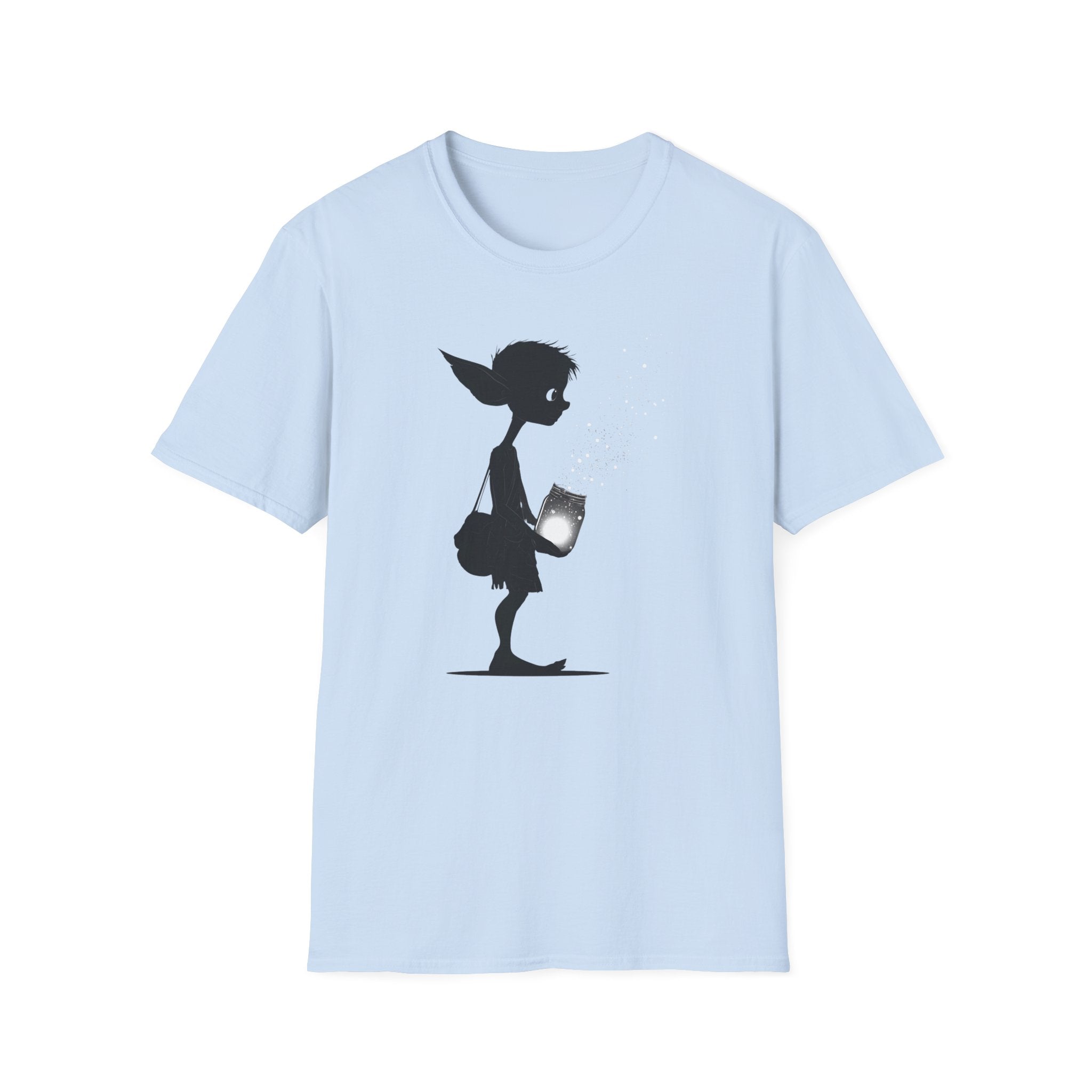 Cute Elf Firefly Jar Silhouette T‑Shirt - Whimsical Elf Graphic Tee