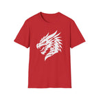 Dragon Head Graphic T-Shirt - Fierce White Mythical Creature Tee