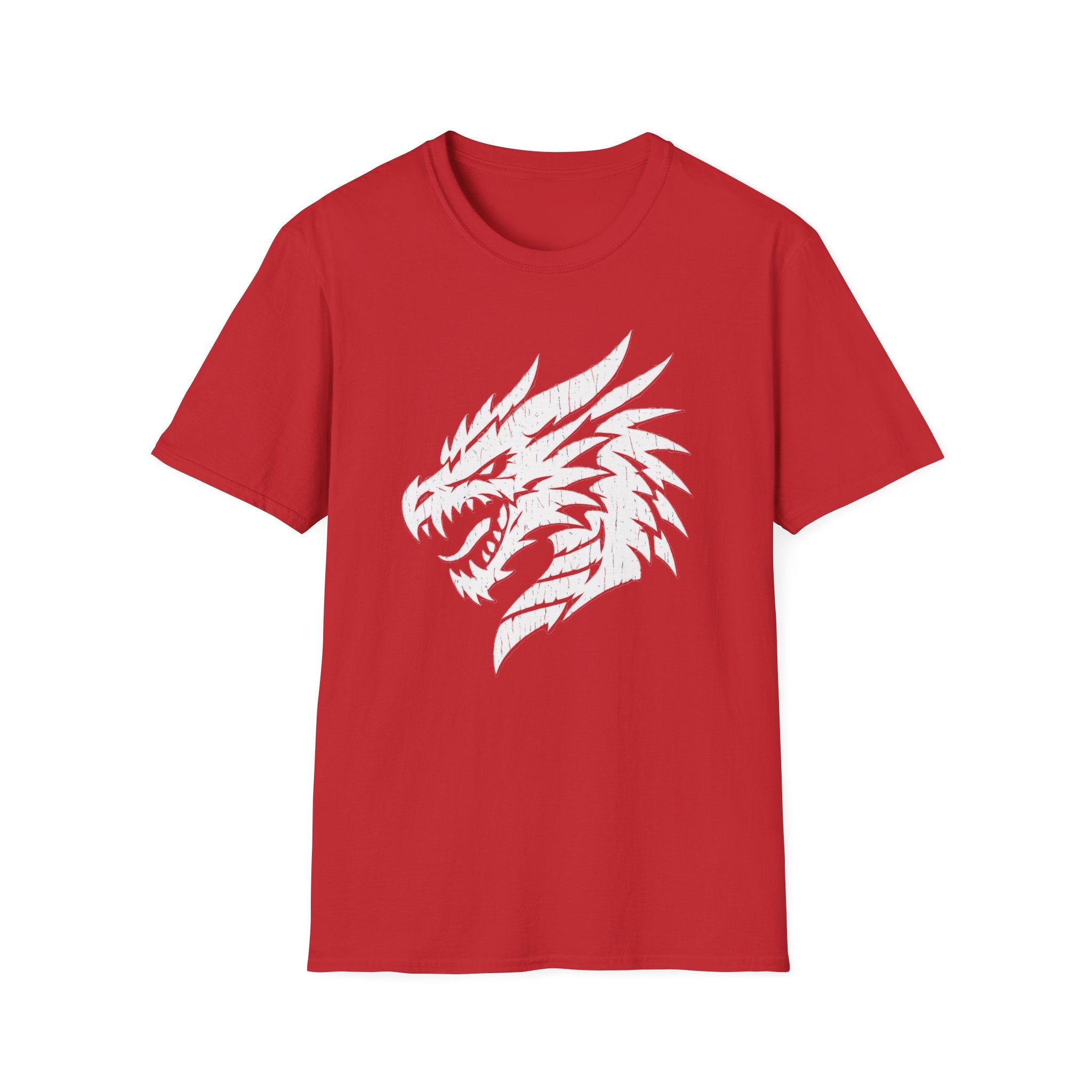 Dragon Head Graphic T-Shirt - Fierce White Mythical Creature Tee