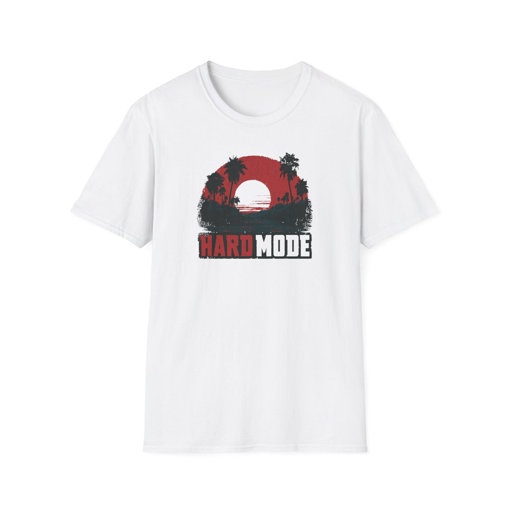 Hard Mode Sunset T-Shirt — Retro Palm Beach Graphic Tee